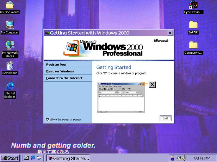 a screenshot of a windows 2000 desktop with a purple theme